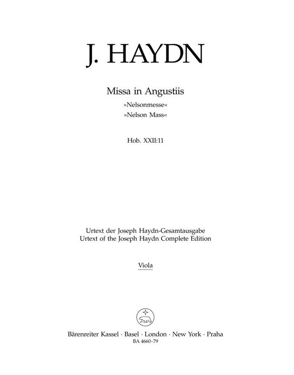 Missa in angustiis Hob.XXII:11&nbsp;&nbsp;für Soli, Chor und Orchester&nbsp;&nbsp;Viola