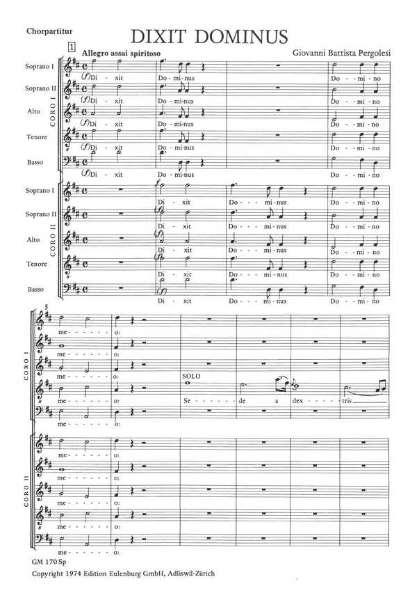 Dixit Dominus  für Soli, Chor und Orchester  Chorpartitur