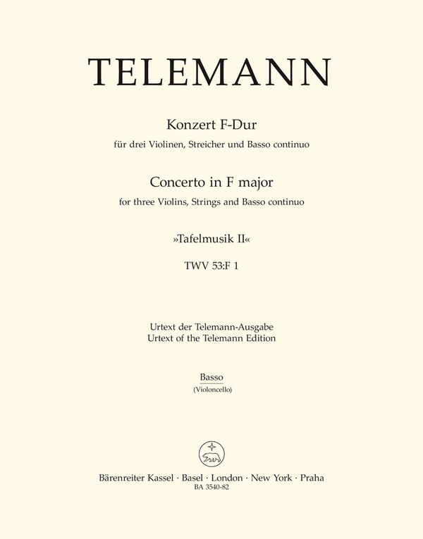 Konzert F-Dur für 3 Violinen&nbsp;&nbsp;und Streichorchester&nbsp;&nbsp;Cello/Bass