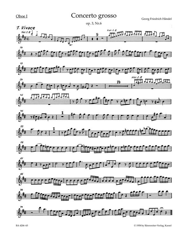 Concerto grosso D-Dur op.3,6&nbsp;&nbsp;HWV317 für Orchester&nbsp;&nbsp;Harmonie