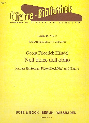 Nell dolce dell'oblio Kantate&nbsp;&nbsp;für Sopran, Flöte und Gitarre&nbsp;&nbsp;