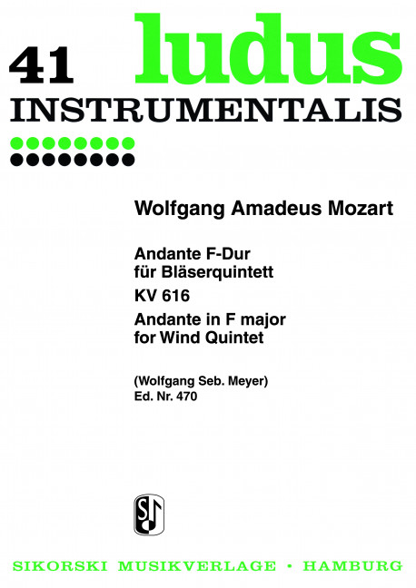 Andante für eine Walze KV616  für Bläserquintett,  Stimmen  