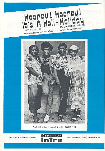Hooray! Hooray! It's A Holi-Holiday&nbsp;&nbsp;für Gesang und Klavier&nbsp;&nbsp;Einzelausgabe 