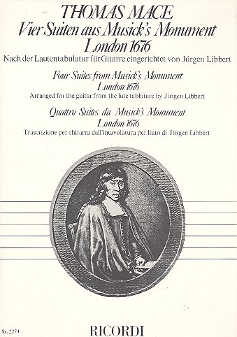 VIER SUITEN AUS MUSICK'S MONUMENT,&nbsp;&nbsp;LONDON 1676 FUER GITARRE&nbsp;&nbsp;LIBBERT, J., ED