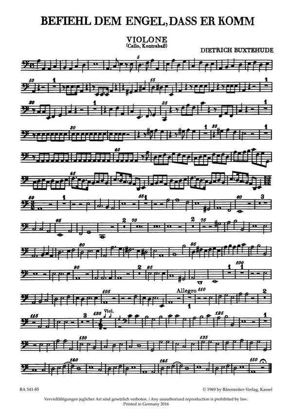BEFIEHL DEM ENGEL, DASS ER KOMM&nbsp;&nbsp;FUER SATB CHOR UND STREICHER&nbsp;&nbsp;VIOLONE (VIOLONCELLO/KONTRABASS)