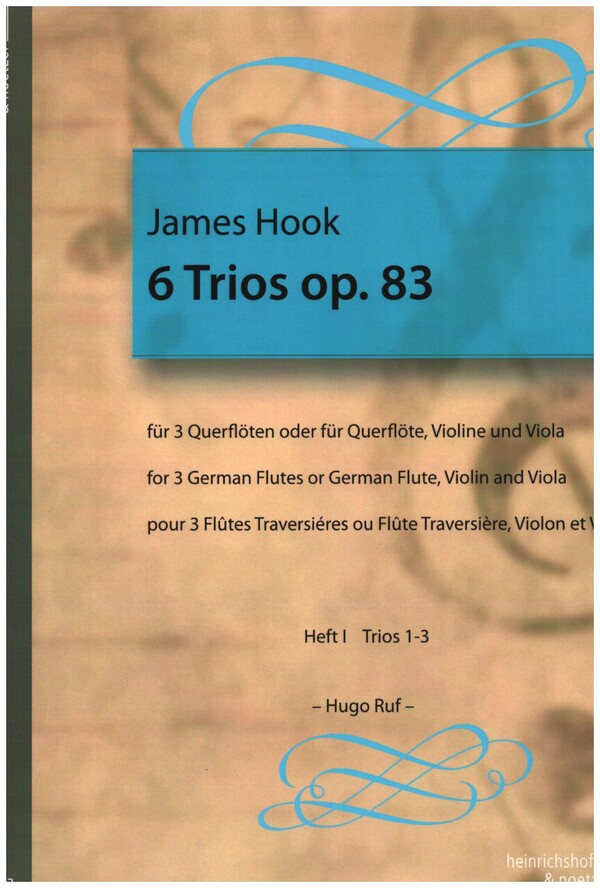 6 Trios op.83 Band 1 (Nr.1-3)  für 3 Flöten (Flöte, Violine, Viola)  Partitur und Stimmen