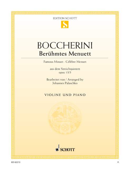 Berühmtes Menuett op.13,5&nbsp;&nbsp;für Violine und Klavier&nbsp;&nbsp;