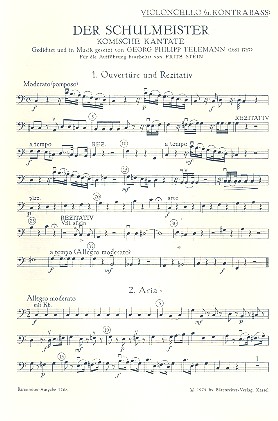 Der Schulmeister für Bariton,&nbsp;&nbsp;Knabenchor und Instrumente&nbsp;&nbsp;Cello / Bass