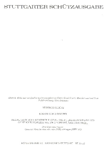 Rorate coeli desuper BWV322&nbsp;&nbsp;Geistliches Konzert für 2 Soprane, Bass und Orgel&nbsp;&nbsp;Partitur