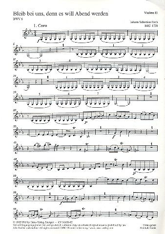 Bleib bei uns denn es will Abend werden&nbsp;&nbsp;Kantate Nr.6 BWV6&nbsp;&nbsp;Violine 2