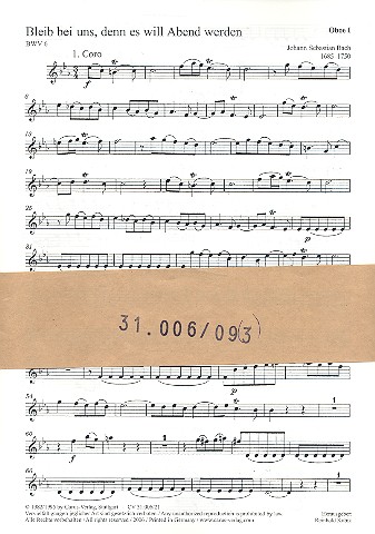 Bleib bei uns denn es will Abend werden&nbsp;&nbsp;Kantate Nr.6 BWV6&nbsp;&nbsp;Harmonie