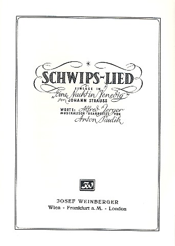 Schwipslied aus 'Eine Nacht in Venedig'&nbsp;&nbsp;für Gesang und Klavier (dt) POD&nbsp;&nbsp;