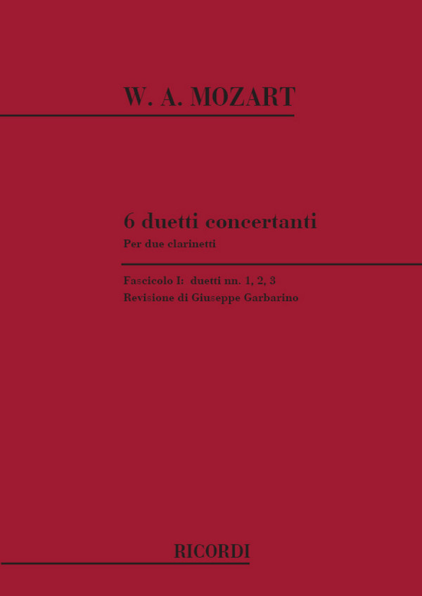 6 duetti concertanti vol.1  (Nr.1-3) für 2 Klarinetten  Spielpartitur