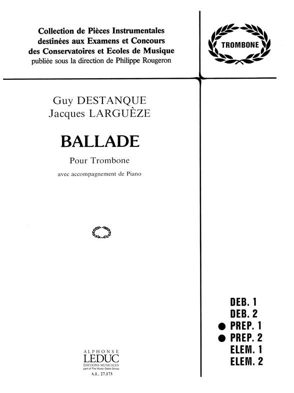 Ballade&nbsp;&nbsp;pour trombone et piano&nbsp;&nbsp;o