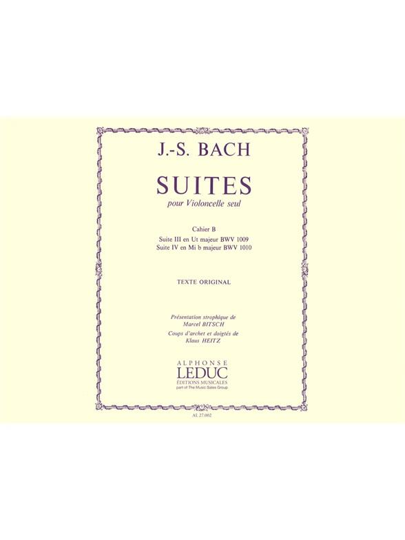 Suites pour violoncelle seul vol.2&nbsp;&nbsp;suite ut majeur no.3 BWV1009 et&nbsp;&nbsp;suite mi majeur no.4 BWV1010