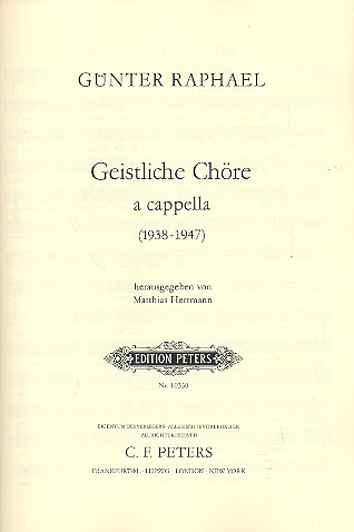 Geistliche Chöre a cappella (1938-1947)  für gem Chor a cappella  Partitur (dt)