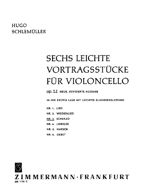 6 leichte Vortragsstücke op.12,3 - Scherzo  für Violoncello und Klavier  