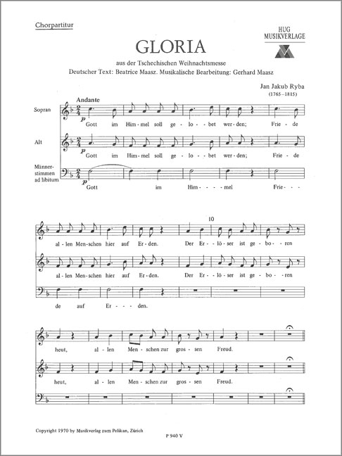 Gloria&nbsp;&nbsp;für 3 gemischte Stimmen und Orchester&nbsp;&nbsp;Chorpartitur