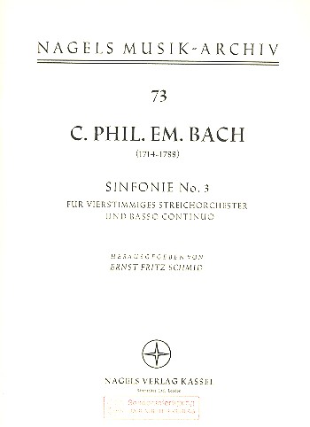Sinfonie C-Dur Nr.3 Wq182,3  für Streicher  Partitur