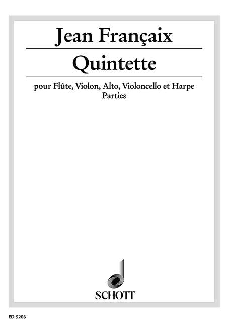 Qunitett  für Flöte, Violine, Viola, Violoncello und Harfe  Stimmensatz