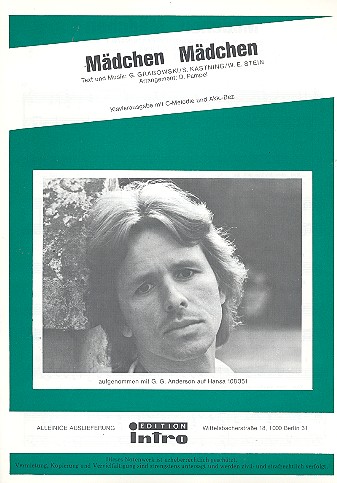 Mädchen Mädchen:  Einzelausgabe Gesang und Klavier  