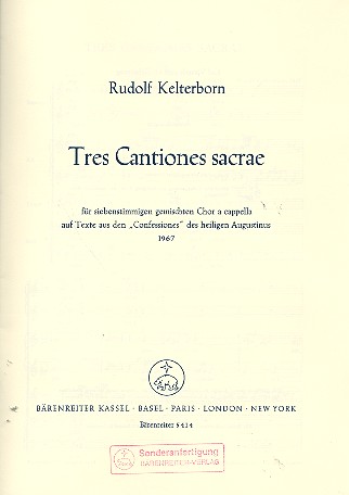 3 canciones sacrae  für 7 gem Stimmen  Partitur