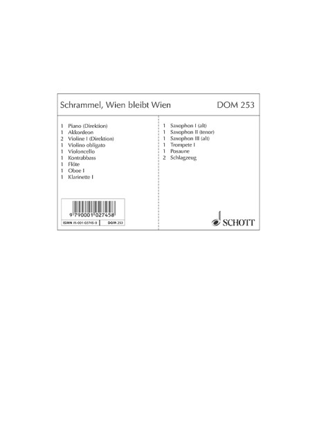 Wien bleibt Wien: Marsch für&nbsp;&nbsp;Salonorchester&nbsp;&nbsp;