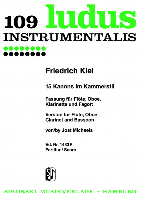 15 Kanons im Kammerstil für  Flöte, Oboe, Klarinette, Fagott  Stimmen