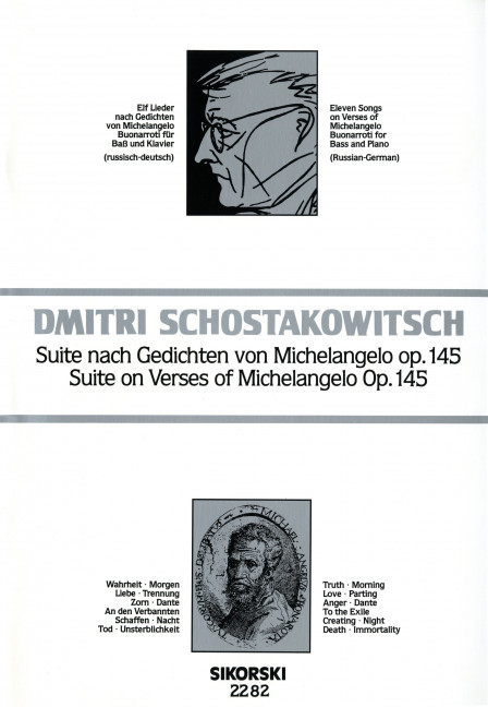 Suite nach Gedichten von Michelangelo Buonarroti op.145  für Bass und Klavier (ru/dt)  
