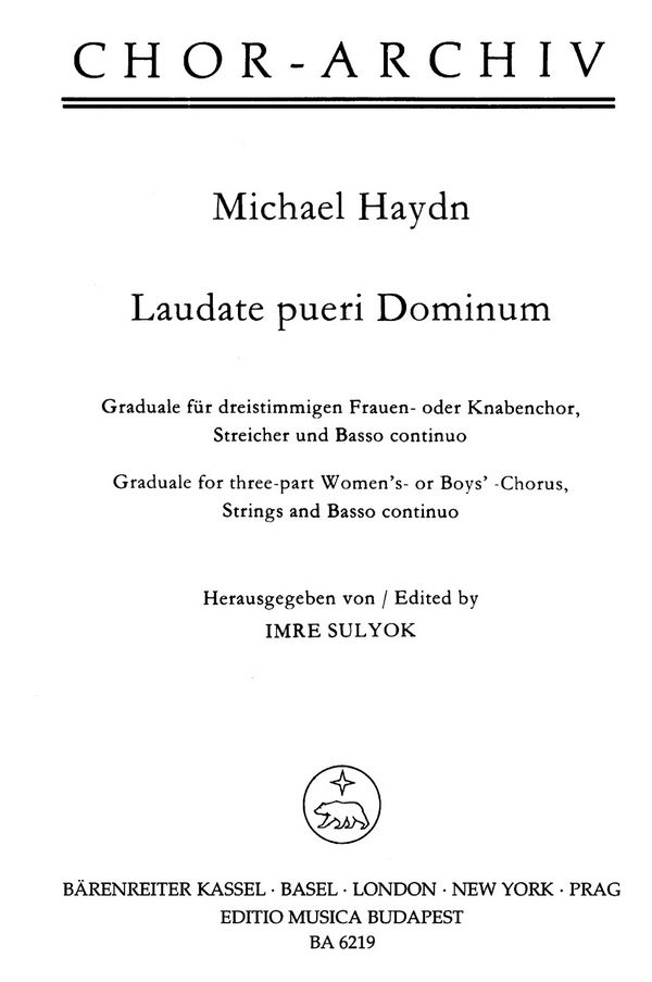 Laudate pueri dominum für&nbsp;&nbsp;Frauenchor (SSA) und Streicher&nbsp;&nbsp;Partitur (la)