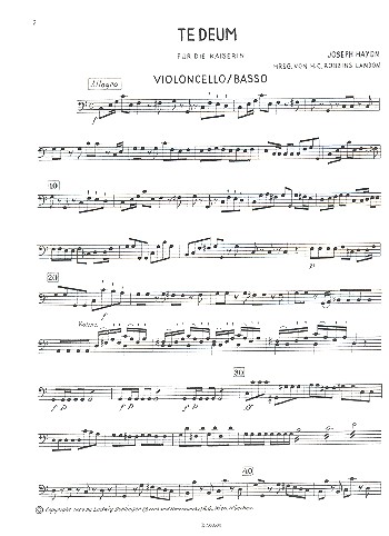 Te Deum C-Dur Hob.XXIII:C2&nbsp;&nbsp;für Chor und Orchester&nbsp;&nbsp;Cello/Bass