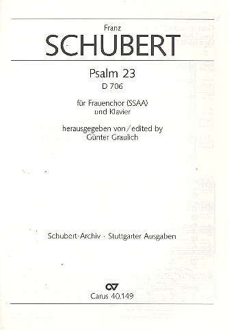 Gott ist mein Hirt D706 für&nbsp;&nbsp;Frauenchor (SSAA) und Klavier&nbsp;&nbsp;Partitur (dt)