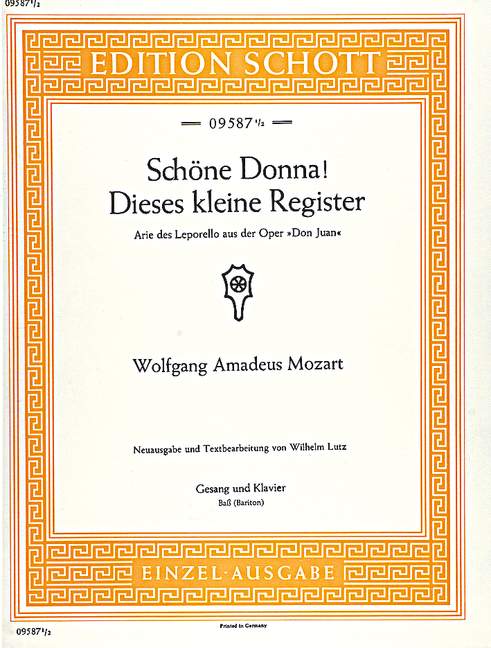 Schöne Donna! Dieses kleine Register&nbsp;&nbsp;für Bass-Bariton und Klavier&nbsp;&nbsp;