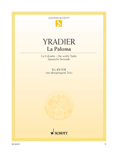 La Paloma G-Dur  für Klavier (mit Text)  
