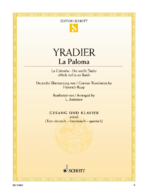 La Paloma  für mittlere Singstimme und Klavier  