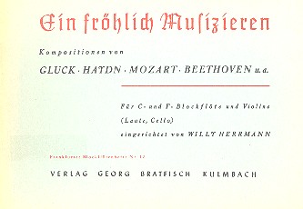 Ein fröhlich Musizieren für C- und  F-Blockflöte und Violine (Laute, Cello)  Partitur