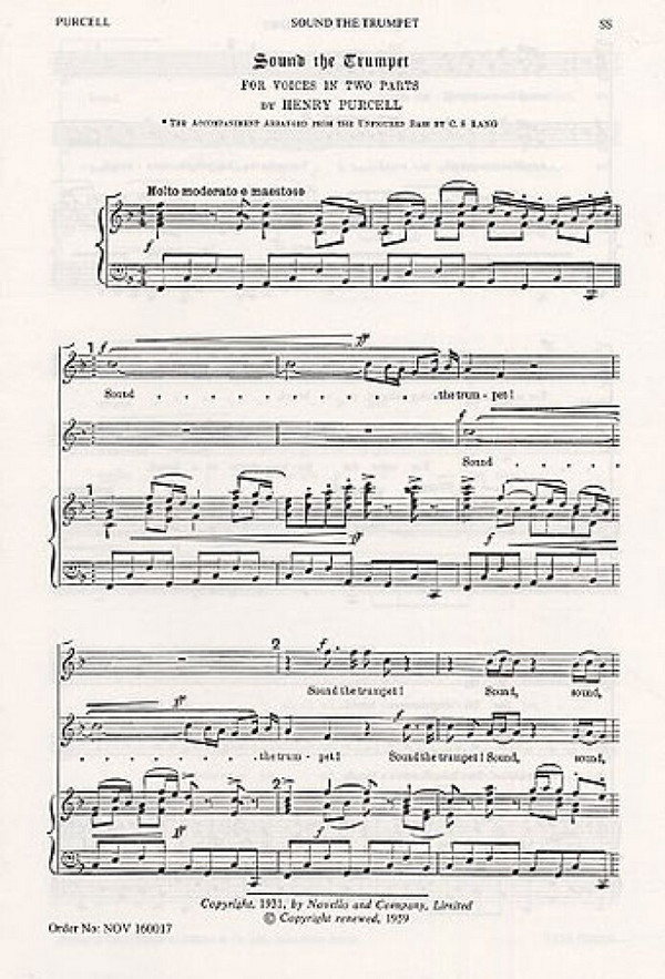 Sound the Trumpet for 2 voices&nbsp;&nbsp;with keyboard accompaniment&nbsp;&nbsp;score (en)