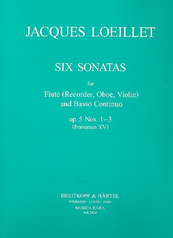 6 sonatas op.5 vol.1 (nos.1-3)  for flute and bc  score and 2 parts