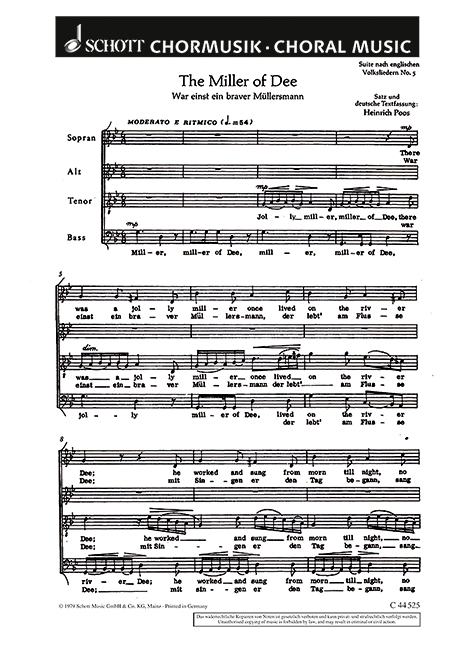 Suite nach englischen Volksliedern  für gemischten Chor (SATB)  Chorpartitur