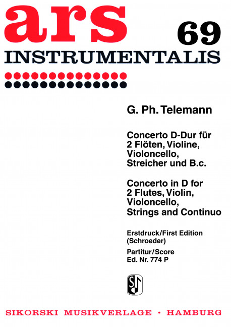 Concerto D-Dur für 2 Flöten,&nbsp;&nbsp;Violine, Violoncello und Streicher&nbsp;&nbsp;Partitur