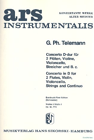 Concerto D-Dur für 2 Flöten,&nbsp;&nbsp;Violine, Violoncello und Streicher&nbsp;&nbsp;Violine 1