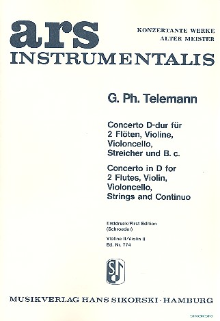 Concerto D-Dur für 2 Flöten,&nbsp;&nbsp;Violine, Violoncello und Streicher&nbsp;&nbsp;Violine 2