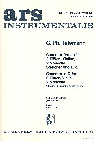 Concerto D-Dur für 2 Flöten,&nbsp;&nbsp;Violine, Violoncello und Streicher&nbsp;&nbsp;Cello / Bass