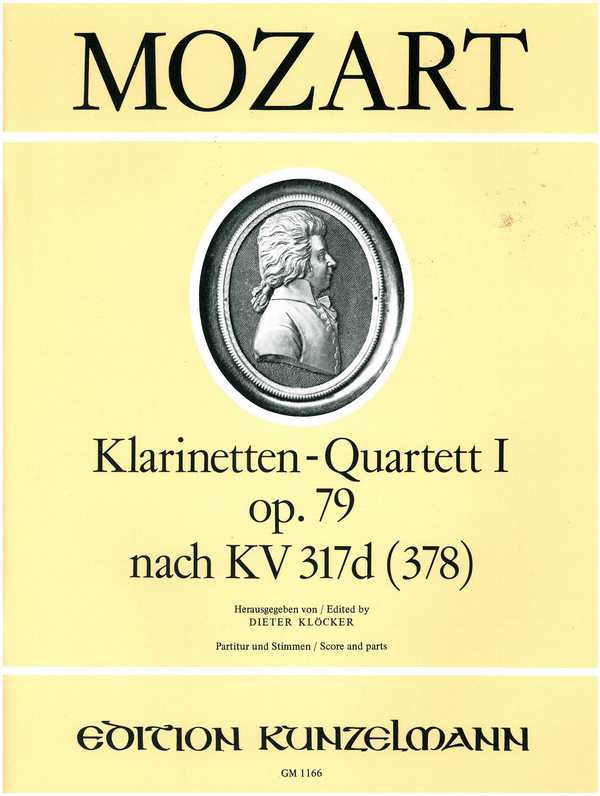 Quartett D-Dur nach KV317d&nbsp;&nbsp;für Klarinette und Streichtrio&nbsp;&nbsp;Partitur und Stimmen