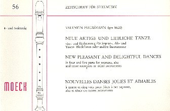 Neue artige und liebliche Tänze  für 5 Blockflöten (SSAAT)  Spielpartitur