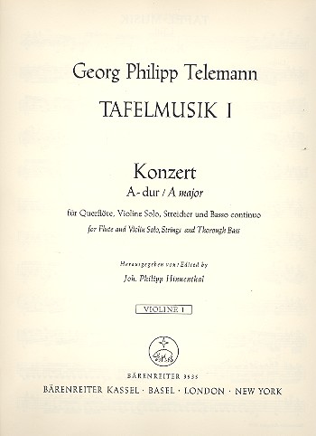 Konzert A-Dur für Flöte, Violine&nbsp;&nbsp;und Streicher&nbsp;&nbsp;Violine 1