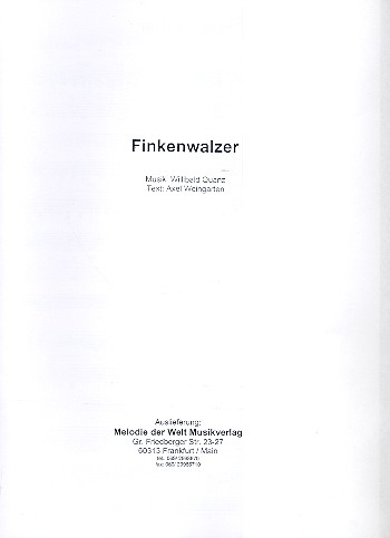 Finkenwalzer: Einzelausgabe&nbsp;&nbsp;&nbsp;&nbsp;