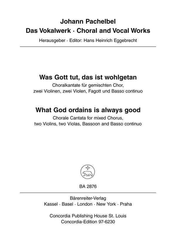 Was Gott tut das ist wohlgetan&nbsp;&nbsp;für gem Chor und Orchester&nbsp;&nbsp;Partitur (dt/en)