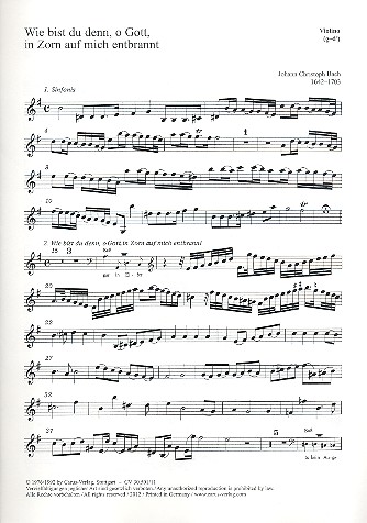 Wie bist du denn o Gott in Zorn auf  mich entbrannt für Bass und Instrumente  Gambe 1