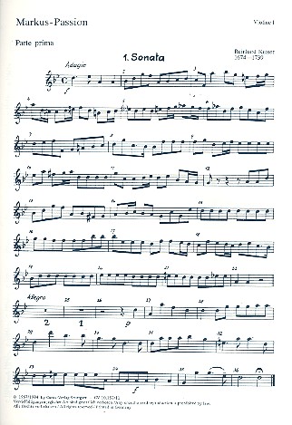 Markuspassion für Soli (SATB),  Chor und Orchester  Violine 1